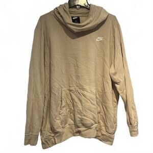 Modern Nike Hoodie Adult 2X Beige Long Sleeve Swoosh Logo Long Neck Black Tag